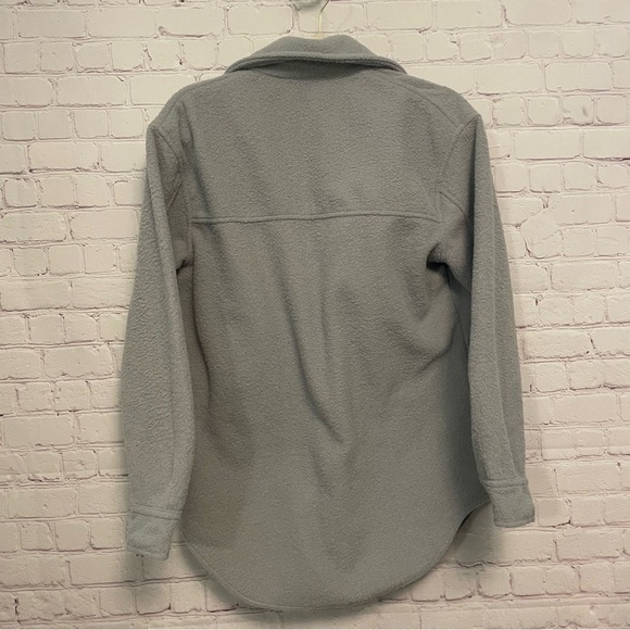 Joie Button Down Wooley Ladies Shacket, pockets, blue grey, Small, oversized - Picture 2 of 9